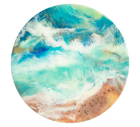 Round Resin Art Turquoise Seas Sold 🔴 Milena Gaytandzhieva Artist