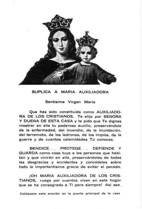 Maria Auxiliadora Oracion Catholic Prayers In Spanish Papa Francisco