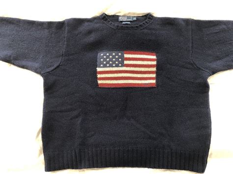 Polo Ralph Lauren Vintage American Flag Sweater Lambs Gem