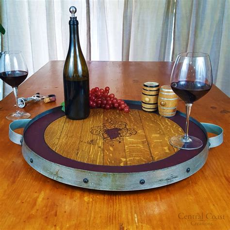 Some have square and rectangular versions for sale, while others offer circular parts. Wine Barrel Head Lazy Susan W Steel Hoop - Central Coast ...