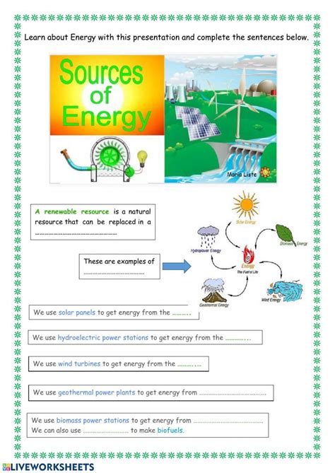 Sources Of Energy Interactive Worksheet Exercícios De Inglês Inglês