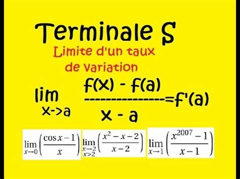 Terminale Spé Maths Taux de variation dans les limites Exemples