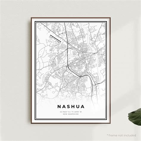 Nashua Map Print Nashua Street Map Poster New Hampshire Etsy