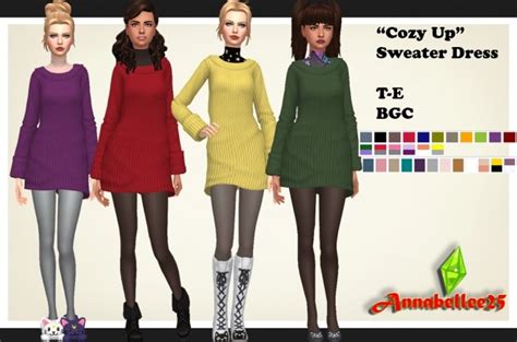 Cozy Up Sweater Dress By Annabellee25 Sims 4 Female Clothes