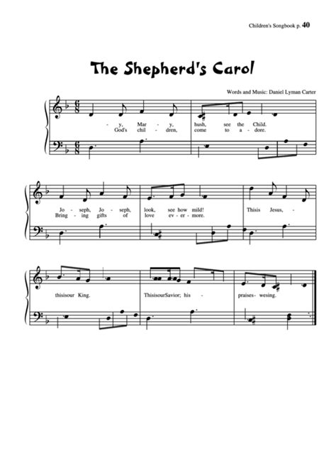 the shepherd s carol words and music daniel lyman carter printable pdf download