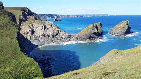 South West Coast Path On The Rugged North Cliffs Cornwall Uk Stock