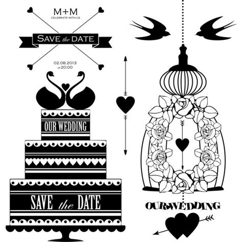Vector Collection Of Wedding Design Elements Hand Drawn Wedding