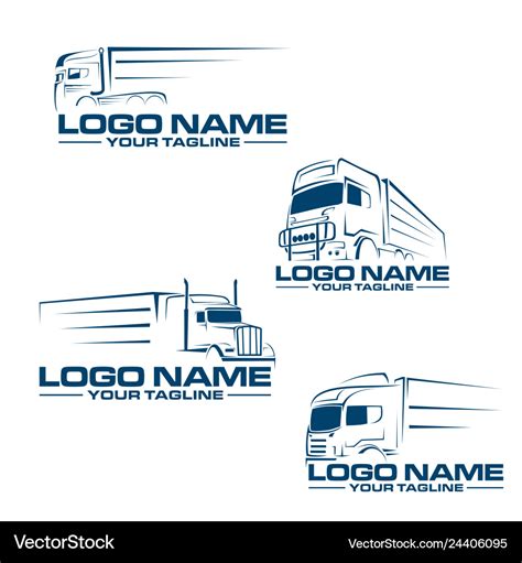 Semi Truck Line Logo Royalty Free Vector Image