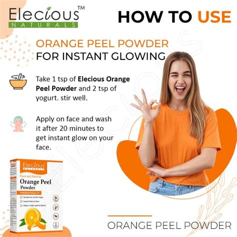 Elecious Naturals Orange Peel Powder For Skin And Eating Elecious