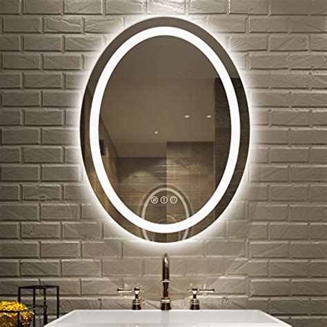Amorho Led Bathroom Mirror Oval 20x28 Shatter Proof Dimmable Anti Fog Frameless Vanity Mirrors