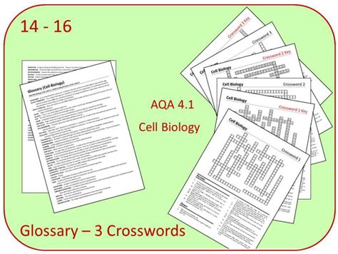 B1 Cell Biology Glossary And 3 Crosswords Aqa 9 1 Gcse Science