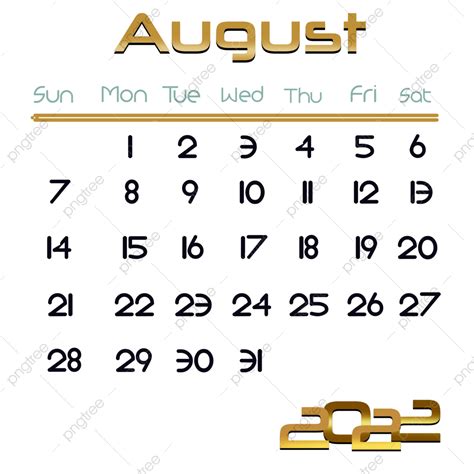 Agustus Png Transparent Kalender Tahun 2022 Bulan Agustus 2022