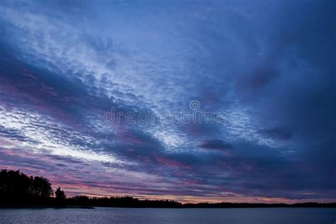Coastline With Cloudy Sky In Purple Sunrise Stock Image Image Of