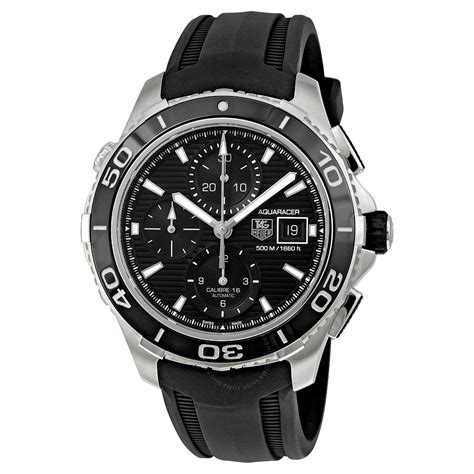 Are you looking for a luxury swiss diver watch at an affordable price? Tag Heuer Aquaracer Black Dial Chronograph Black Rubber ...