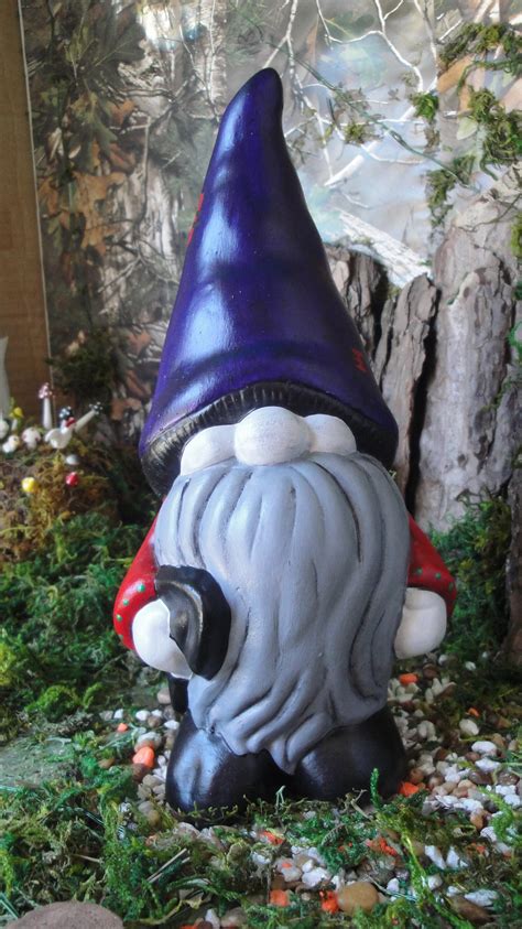 Large Pointy Hat Garden Gnome Purple Hat Garden Gnome Statue Etsy