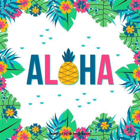Free Vector Colorful Background Of Aloha With Flowers