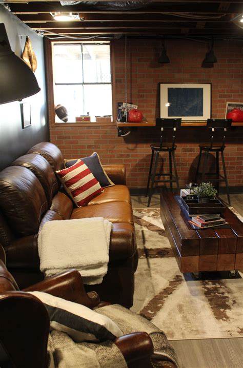 No windows in this basement so it is great for watching movies with surround sound and darkness. Basement Remodel: An Update | Man cave home bar, Basement ...