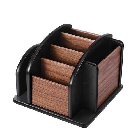 Wooden Desk Organizer Home Office Remote Control Caddy Holder Desktop