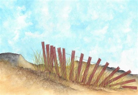 Beach And Sand Dune Fence Painting By Michael Vigliotti