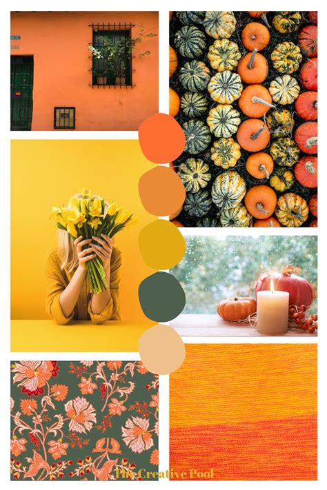 Fall Mood Board Inspiration Orange Color Schemes Green Colour