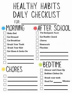 Healthy Habits Checklist Kids Daily Routine Printable Daily Routine