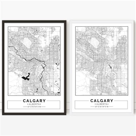 Calgary City Map Poster Calgary Art Alberta Map Etsy Canada