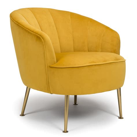 Newport Mustard Yellow Velvet Quilted Back Tub Chair Gold Legs