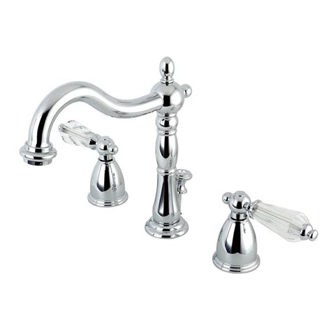 The bathtub faucet handle will have a decorative cover. Kingston Brass Victorian Crystal 8 in. Widespread 2-Handle Bathroom Faucet in Chrome-HKB1971WLL ...