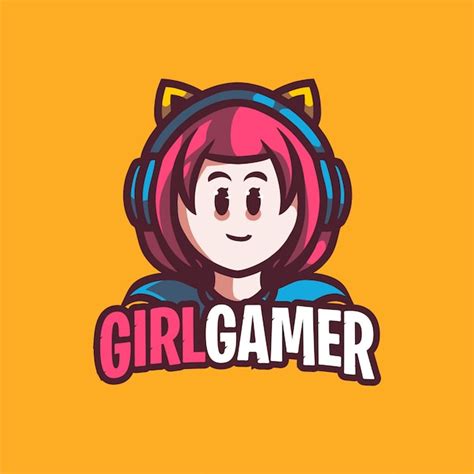 Girl Gamer Mascot Gaming Logo Premium Vector