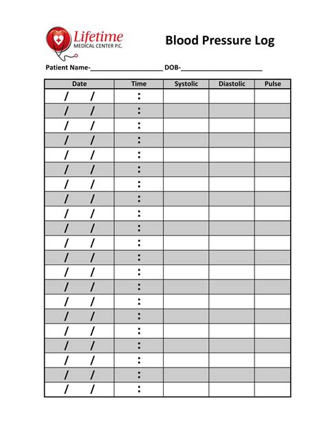 Free Printable Blood Pressure Log Templates Pdf Excel Sheet