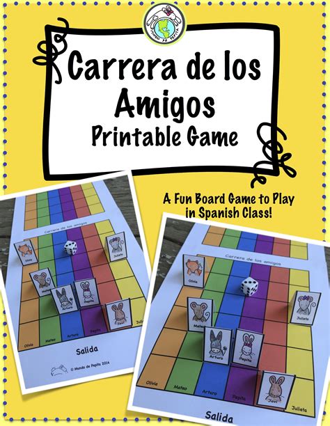 Carrera De Los Amigos Printable Board Game For Spanish Class