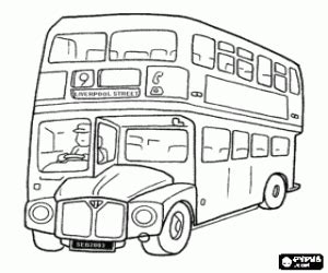 Kleurplaat Londen dubbeldekker bus kleurplaten