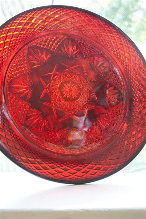 Sale Vintage Red Glass Plates D Arques Luminarc France