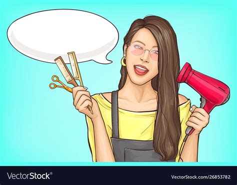 female hairdresser with tools cartoon portrait vector image