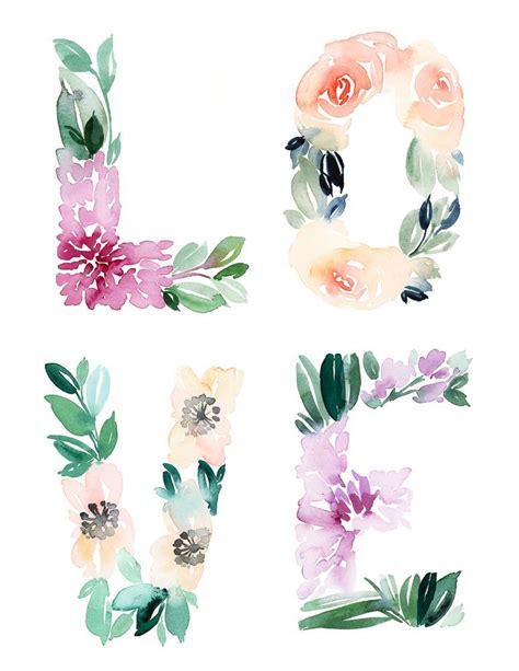 Watercolor flower transparent images (13,217). Watercolor floral love free printable card and wall art