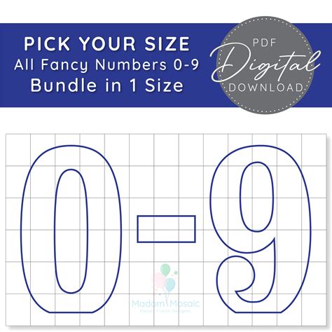 All Fancy Numbers Pick Your Size Digital Mosaic Template Bundle