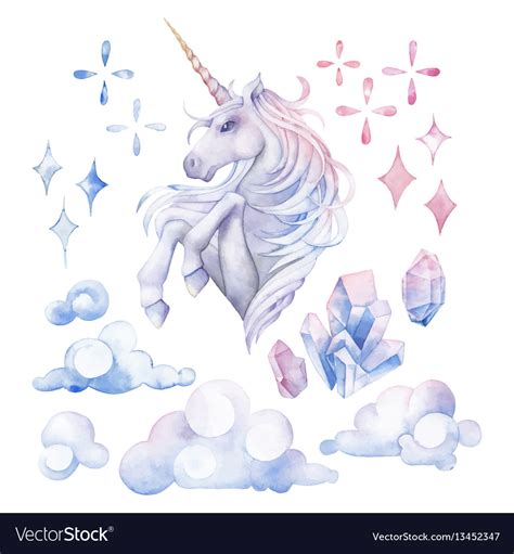 Download Cute watercolor unicorn Royalty Free Vector Image
