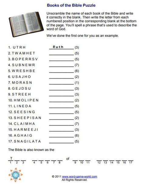 Make your own word scramble worksheets with our word scramble maker to help kids practice their spelling and vocabulary skills with whatever words you want. Books of the Bible Puzzle With a Twist! | Learn the bible, Bible for kids, Bible quiz