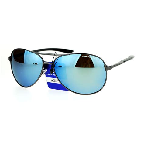 Sa106 Mens Arctic Blue Mirror Lens Sport Metal Aviator Sunglasses Ebay