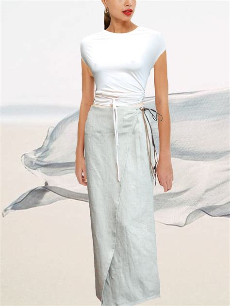 Organic Linen Wrap Maxi Skirt Linen Skirt Lange Overslag Rok Etsy