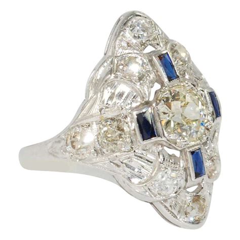 S Filigree Sapphire Diamond Ring At Stdibs