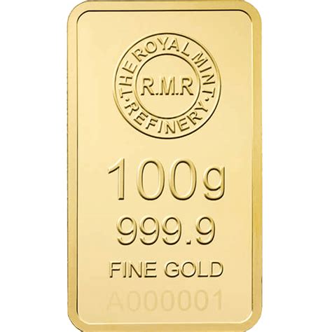 100 Gram Gold Bar Minted Royal Mint Bullion