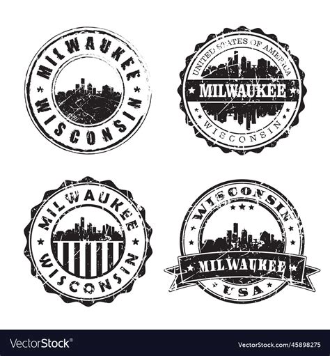 Milwaukee Wisconsin Stamp Skyline Postmark Vector Image