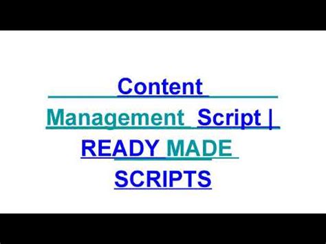 CMS Script READY MADE SCRIPTS YouTube