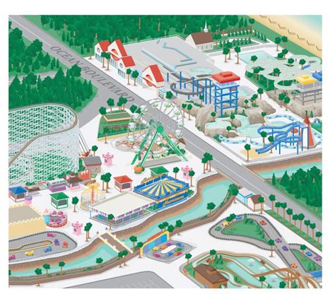 D Amusement Park Map Illustration Maps Illustration Design Illustrated Map Theme Park Map