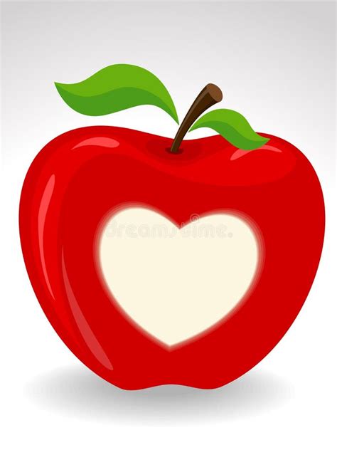Love Heart On Red Apple Stock Vector Illustration Of Healthy 22757754