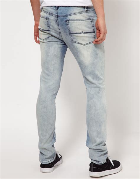 Asos Asos Super Skinny Jeans With Acid Wash In Blue For Men Lyst
