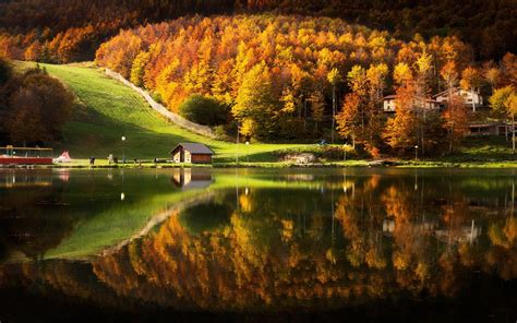 Nature Landscape Lake House Cabin Mountain Forest