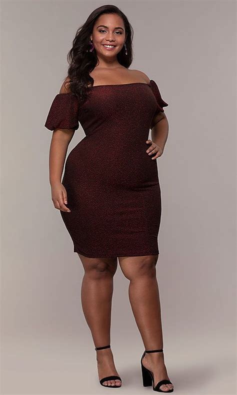 Plus Size Short Sleeve Off Shoulder Party Dress Curvy Girl Outfits