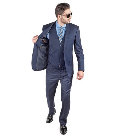 $30 off select tuxedo and suit rentals. Slim Fit Men 3 Piece Vested Navy Blue Suit - ÃZARMAN